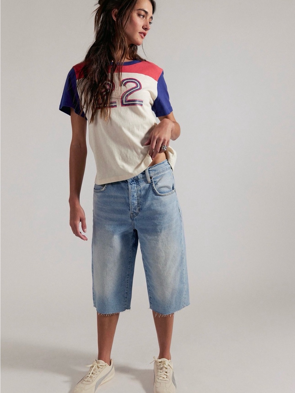 NWT Free People We The Free Low Rise Relaxed Capri Jeans Drummer Boy 26